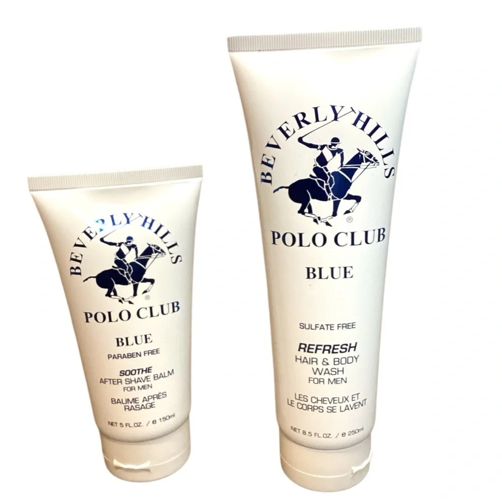 Beverly Hills Polo Club Blue After Shave Balm & Hair‎ and Body Wash SEALED NEW